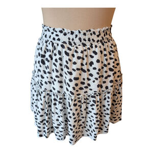 Alelly Mini Skirt Polka Dots Ruffle Hem Stretchy Drawstring Size Small EUC Comfy